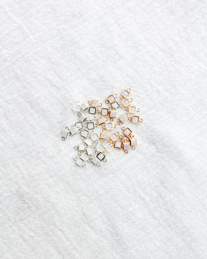 3mm White Opal Square Shaped Connector, CN309
