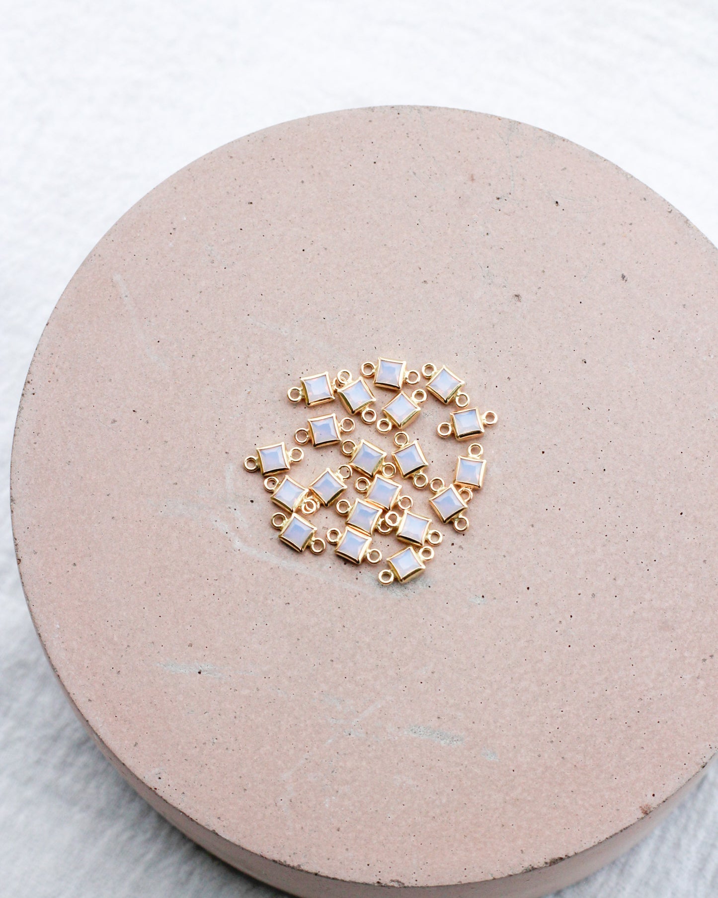 3mm White Opal Square Shaped Connector, CN309