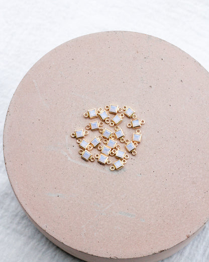 3mm White Opal Square Shaped Connector, CN309