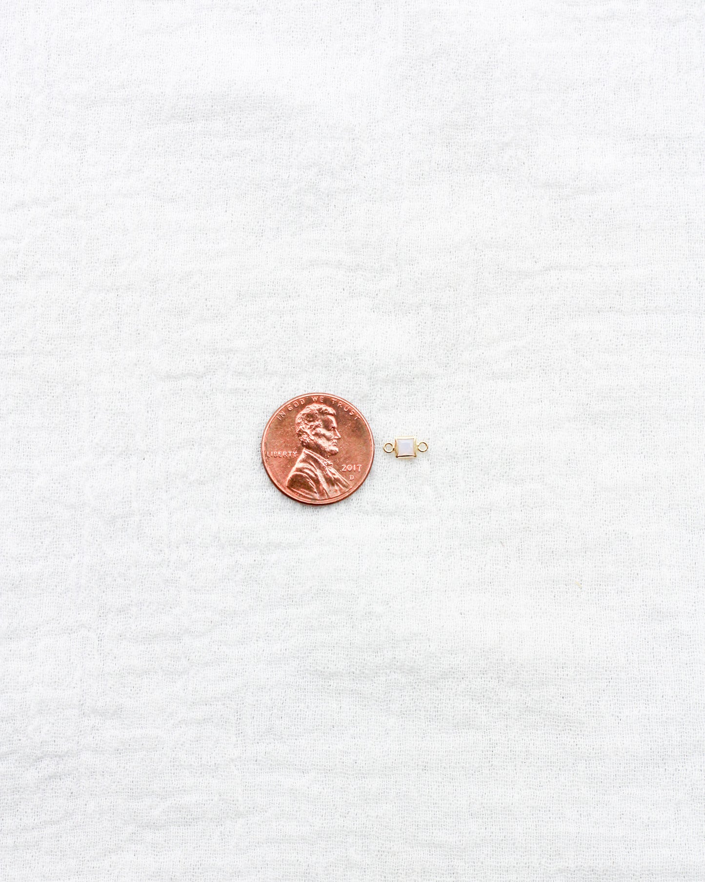 3mm White Opal Square Shaped Connector, CN309