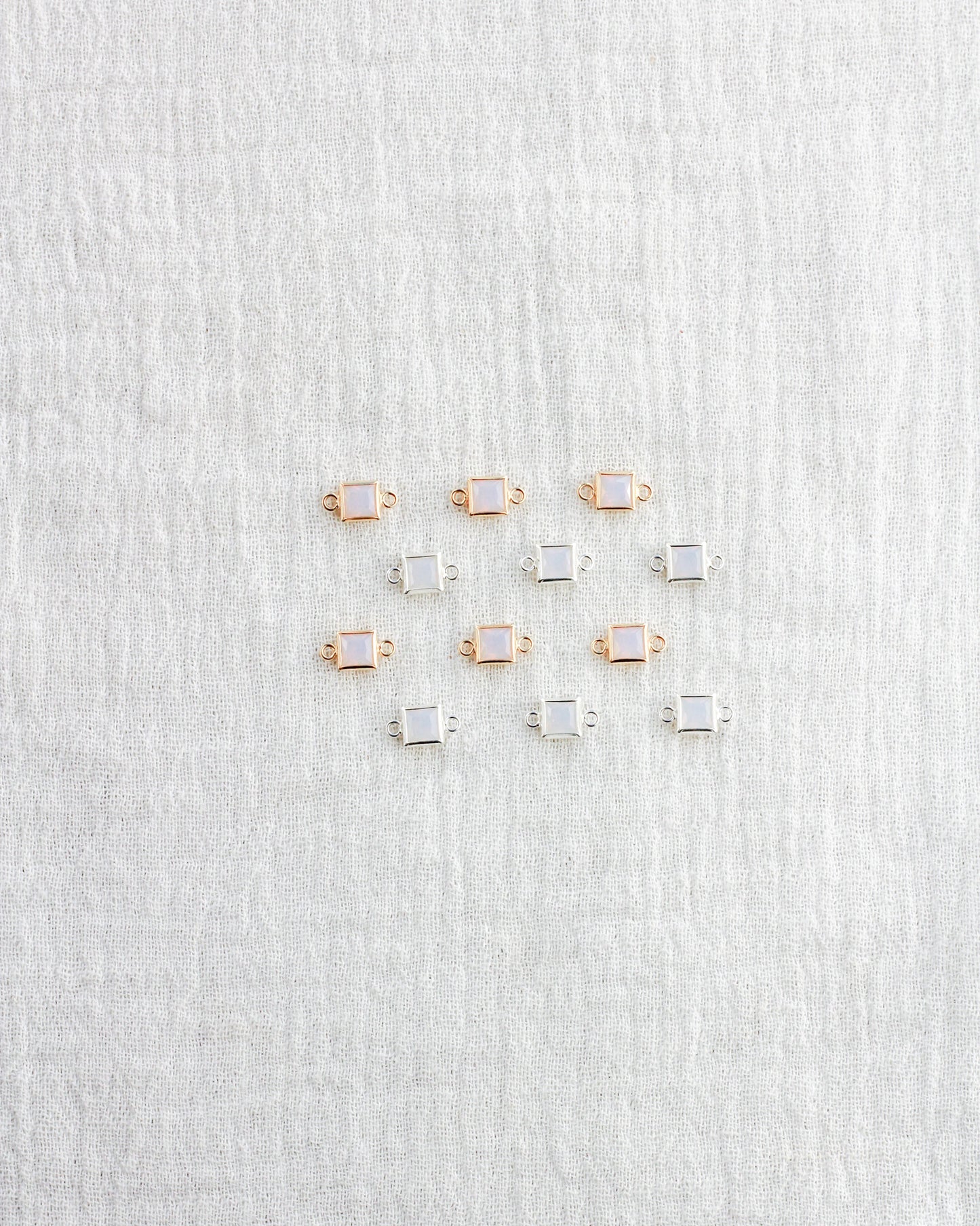 4mm White Opal Square Connector, CN321