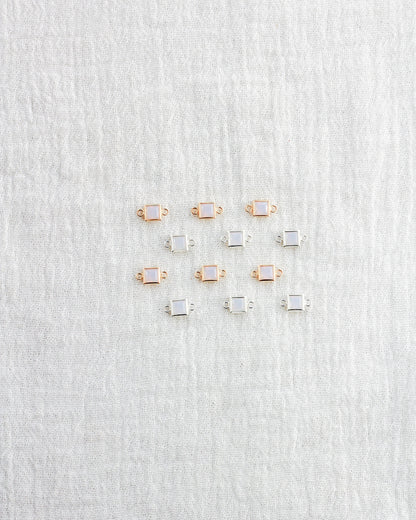 4mm White Opal Square Connector, CN321