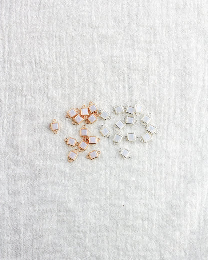 4mm White Opal Square Connector, CN321