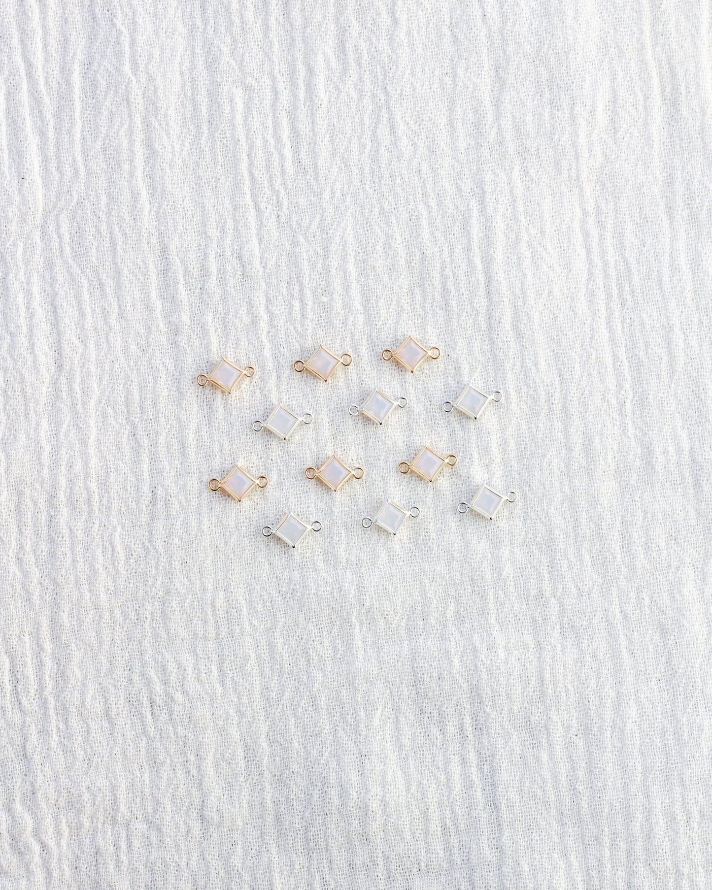 4mm White Opal Diamond Shaped Connector, CN325