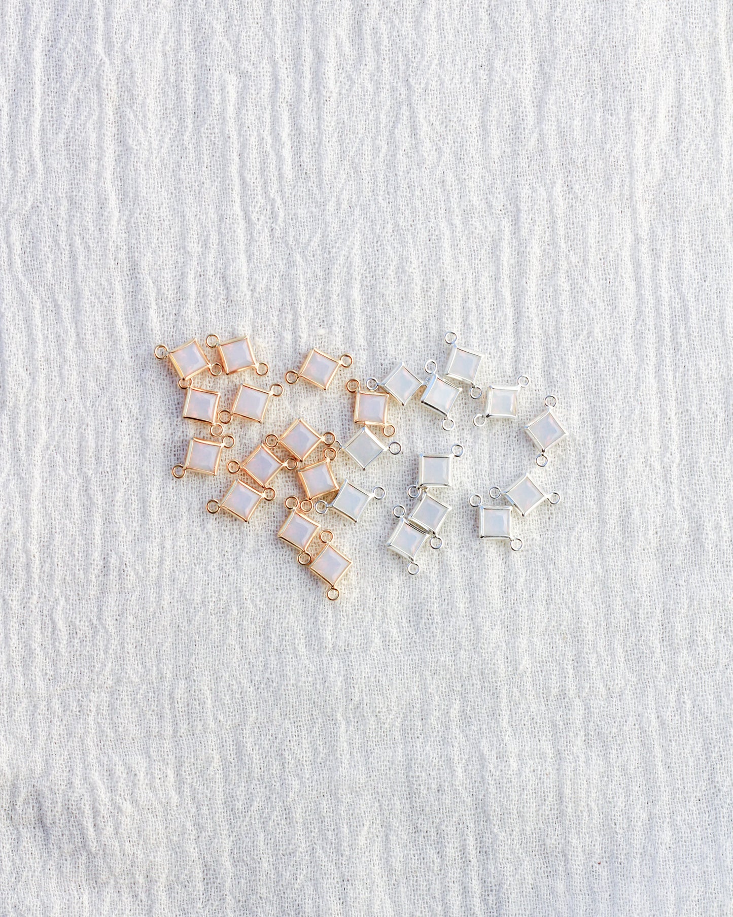 4mm White Opal Diamond Shaped Connector, CN325