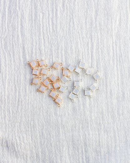 4mm White Opal Diamond Shaped Connector, CN325