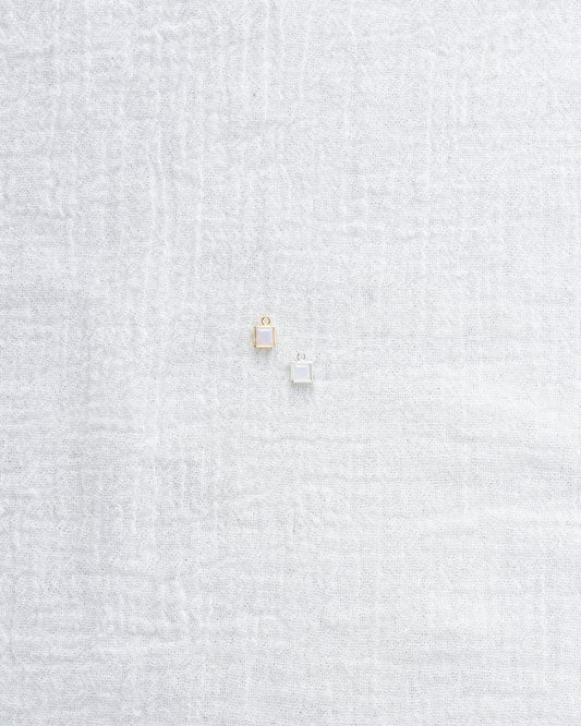 4mm White Opal Square Charm, CH254