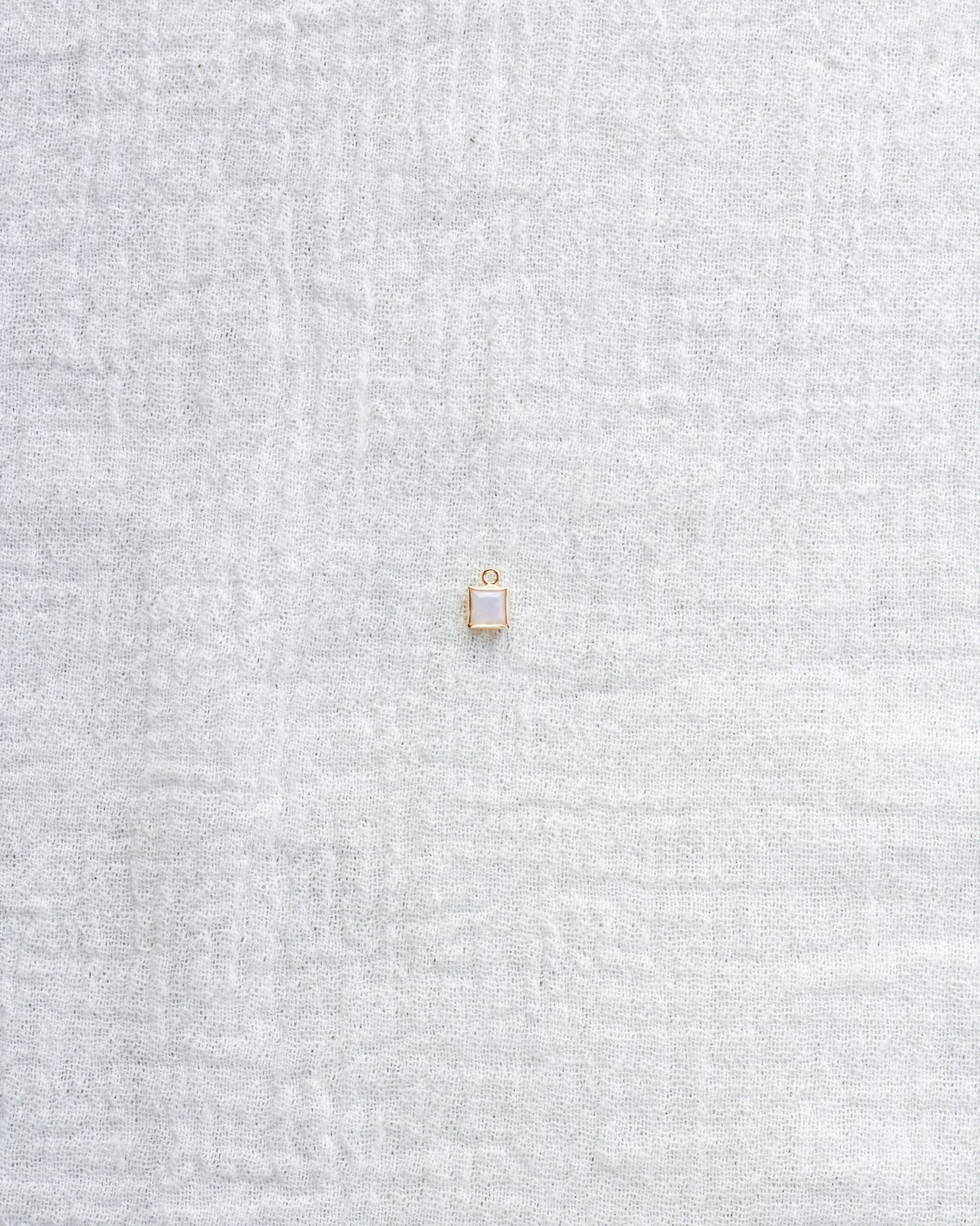 4mm White Opal Square Charm, CH254