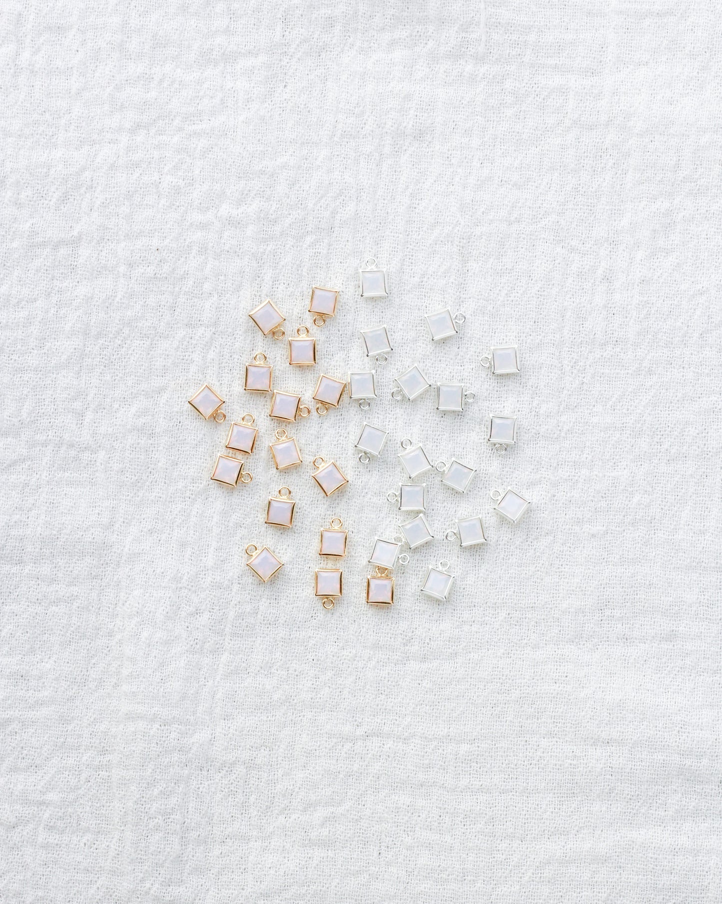 4mm White Opal Square Charm, CH254