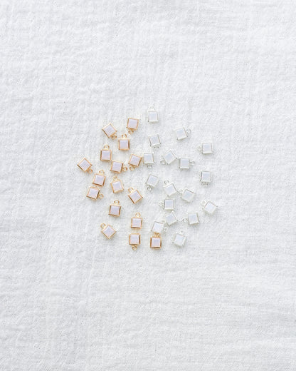 4mm White Opal Square Charm, CH254