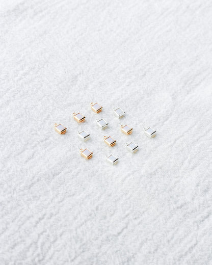 4mm White Opal Square Charm, CH254