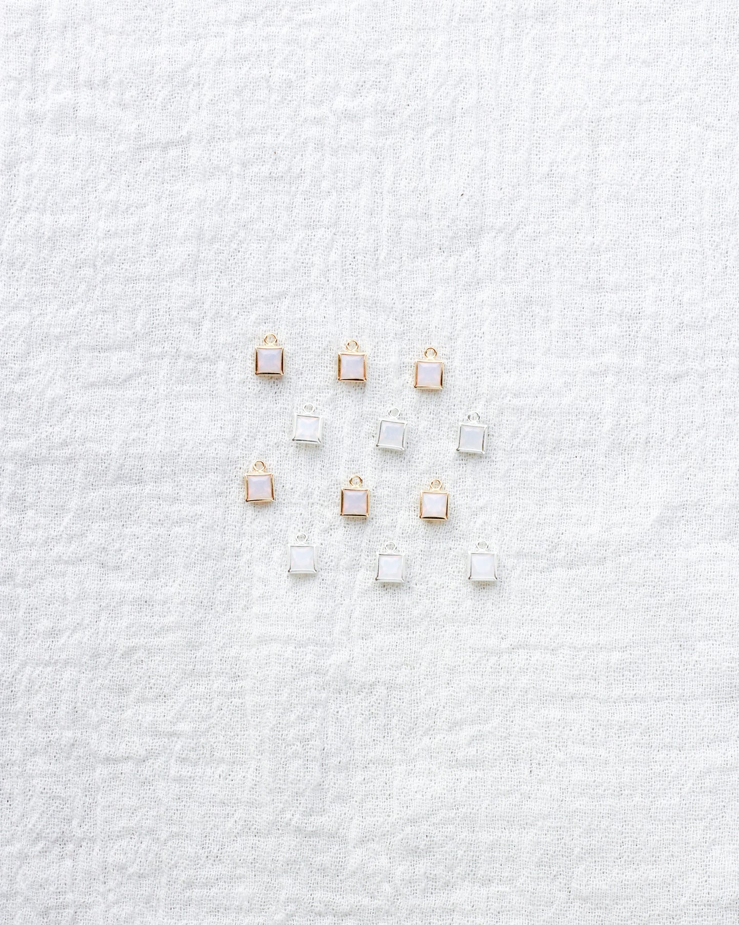 4mm White Opal Square Charm, CH254