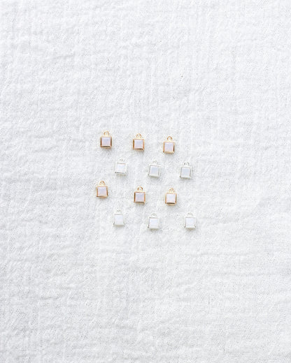 4mm White Opal Square Charm, CH254