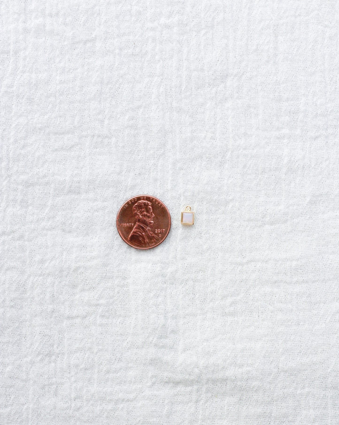 4mm White Opal Square Charm, CH254