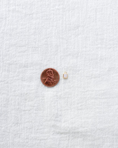 4mm White Opal Square Charm, CH254