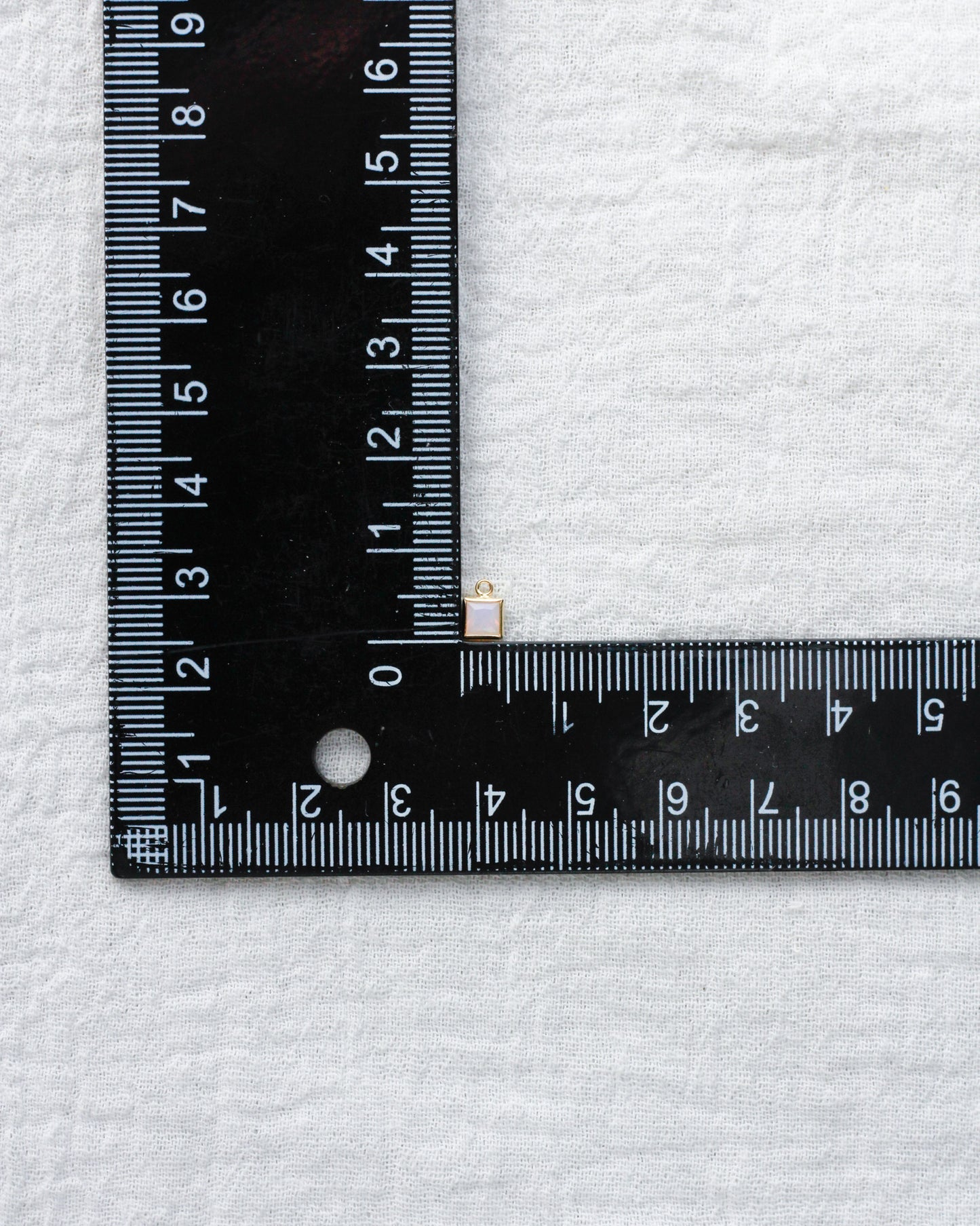 4mm White Opal Square Charm, CH254