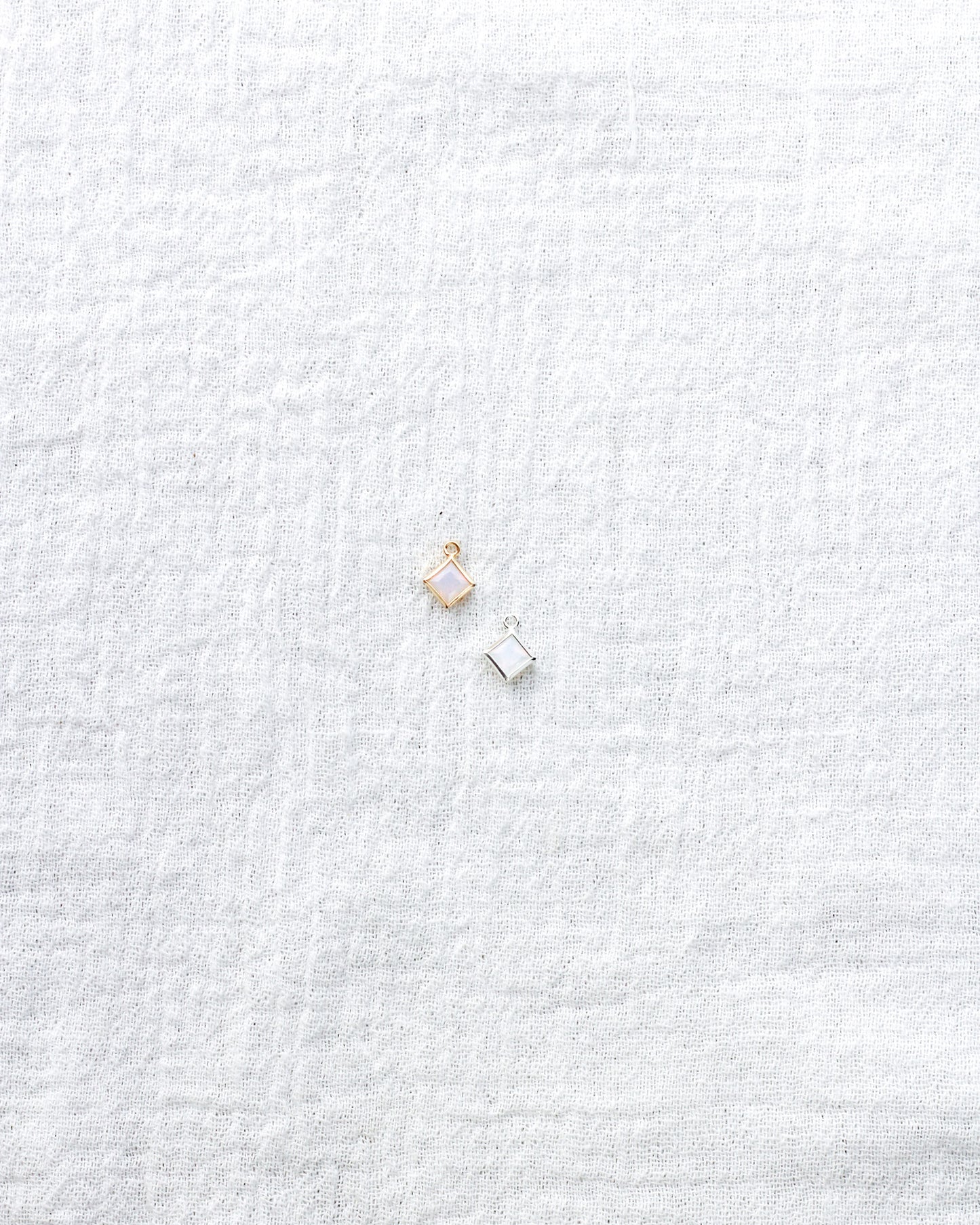 4mm White Opal Diamond Shaped Charm, CH255