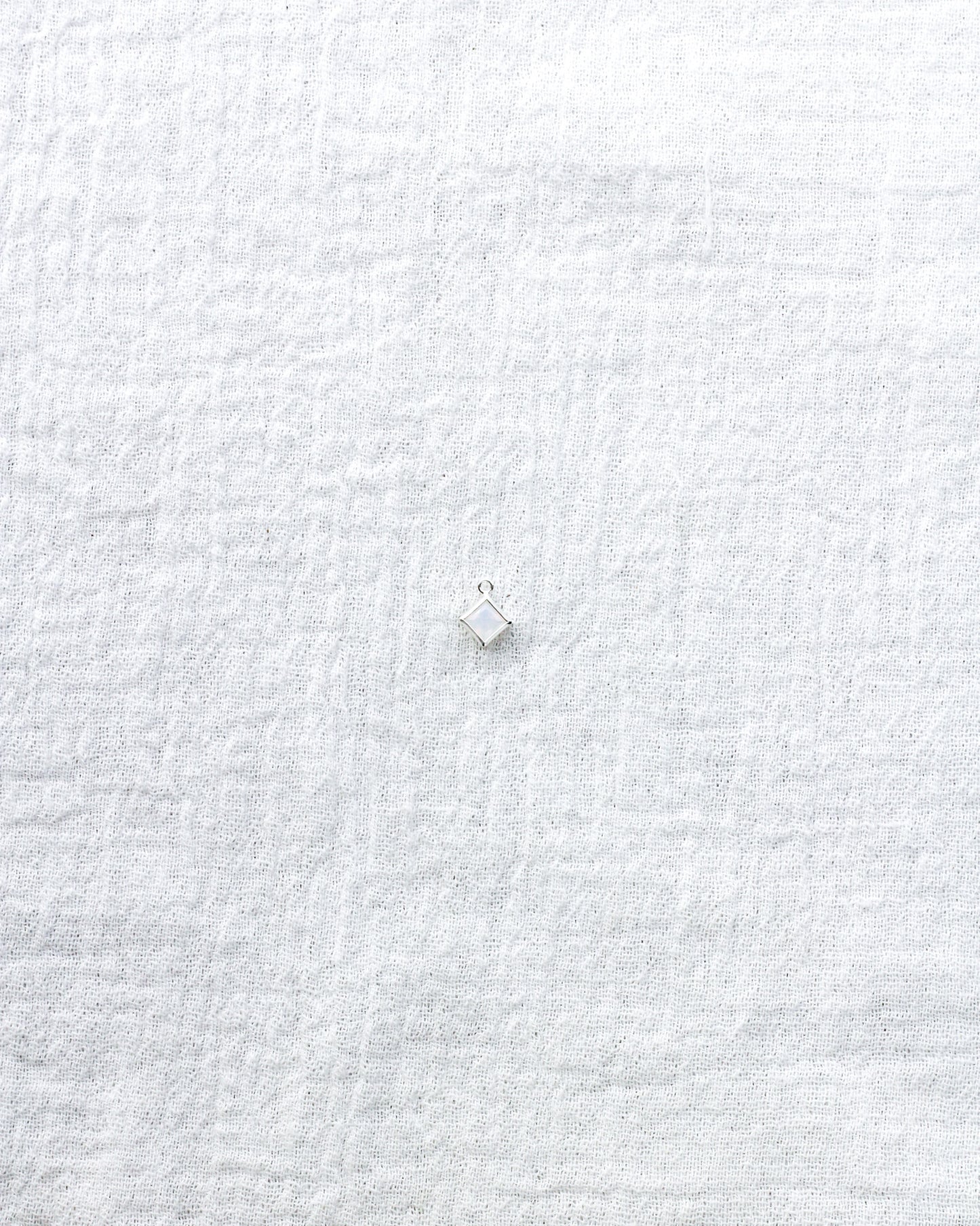 4mm White Opal Diamond Shaped Charm, CH255