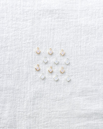 4mm White Opal Diamond Shaped Charm, CH255