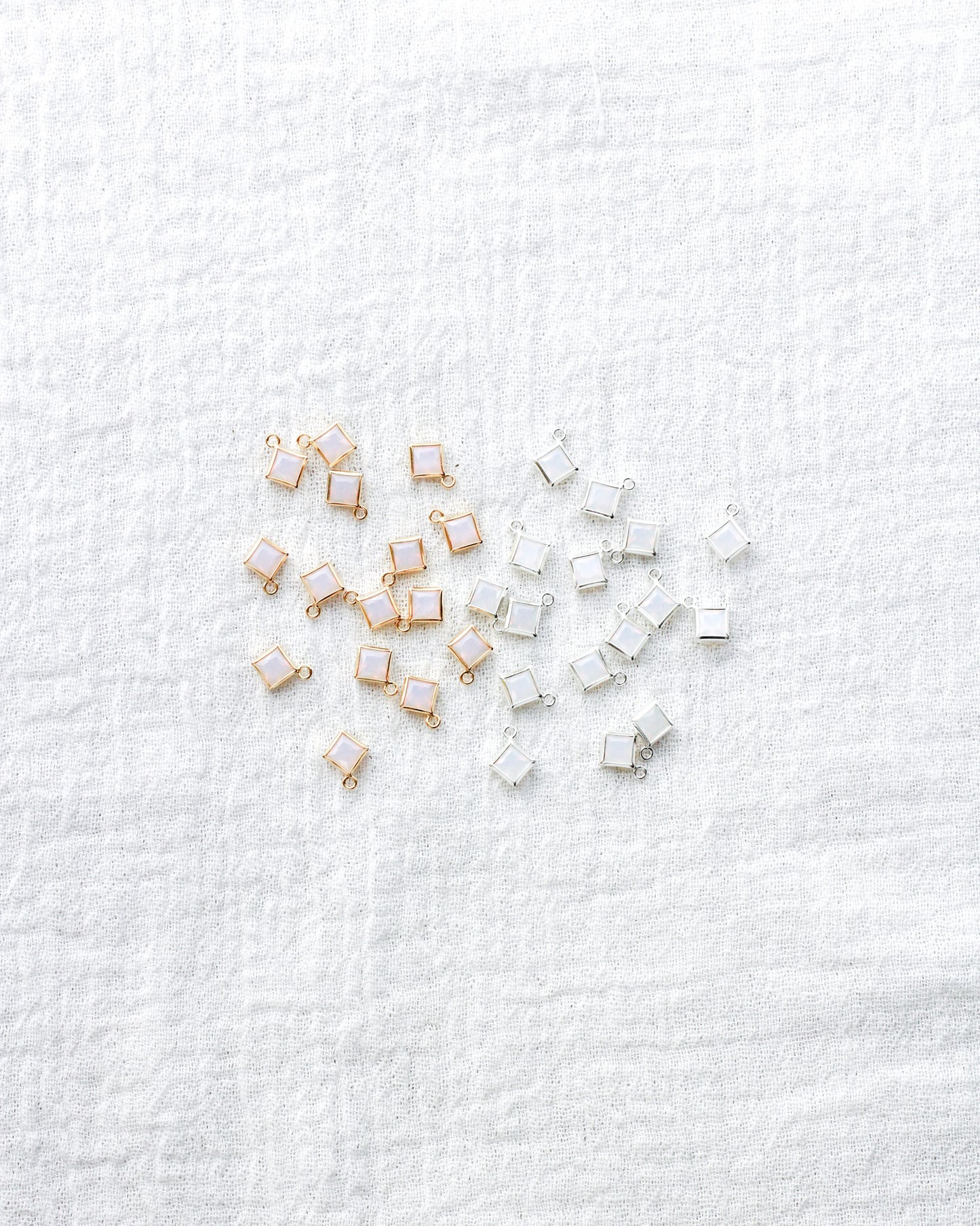 4mm White Opal Diamond Shaped Charm, CH255