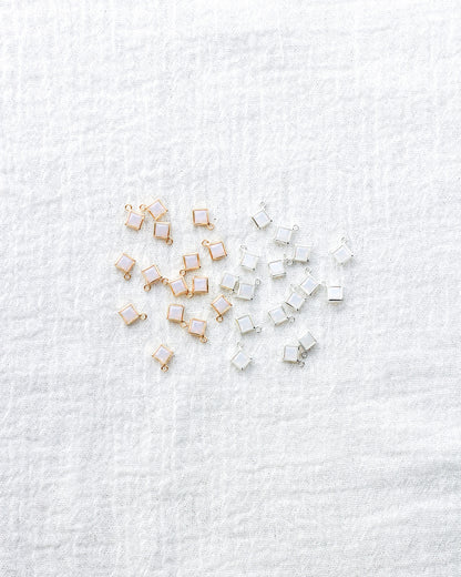 4mm White Opal Diamond Shaped Charm, CH255