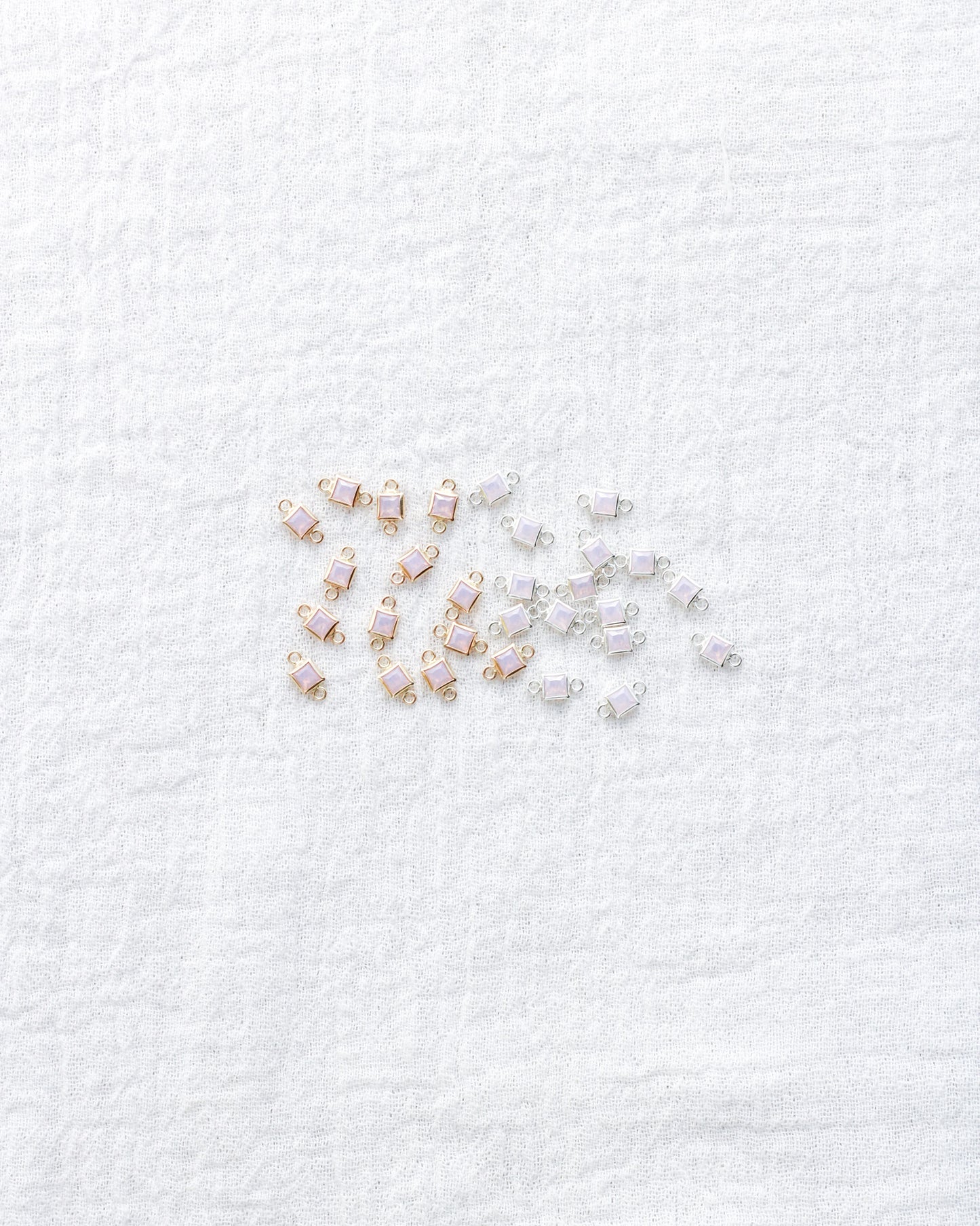 3mm Pink Opal Square Shaped Connector, CN310
