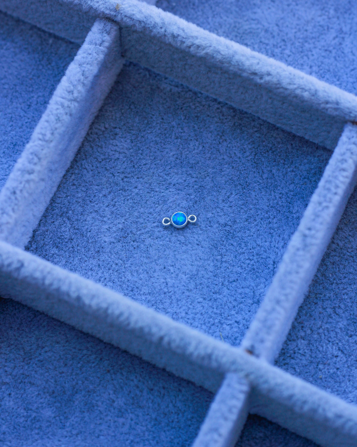 3mm Sterling Silver Blue Opal Connector, CN268
