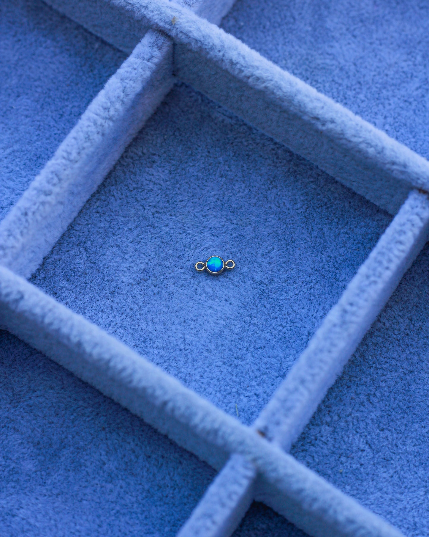 3mm Gold Filled Blue Opal Connector, CN267