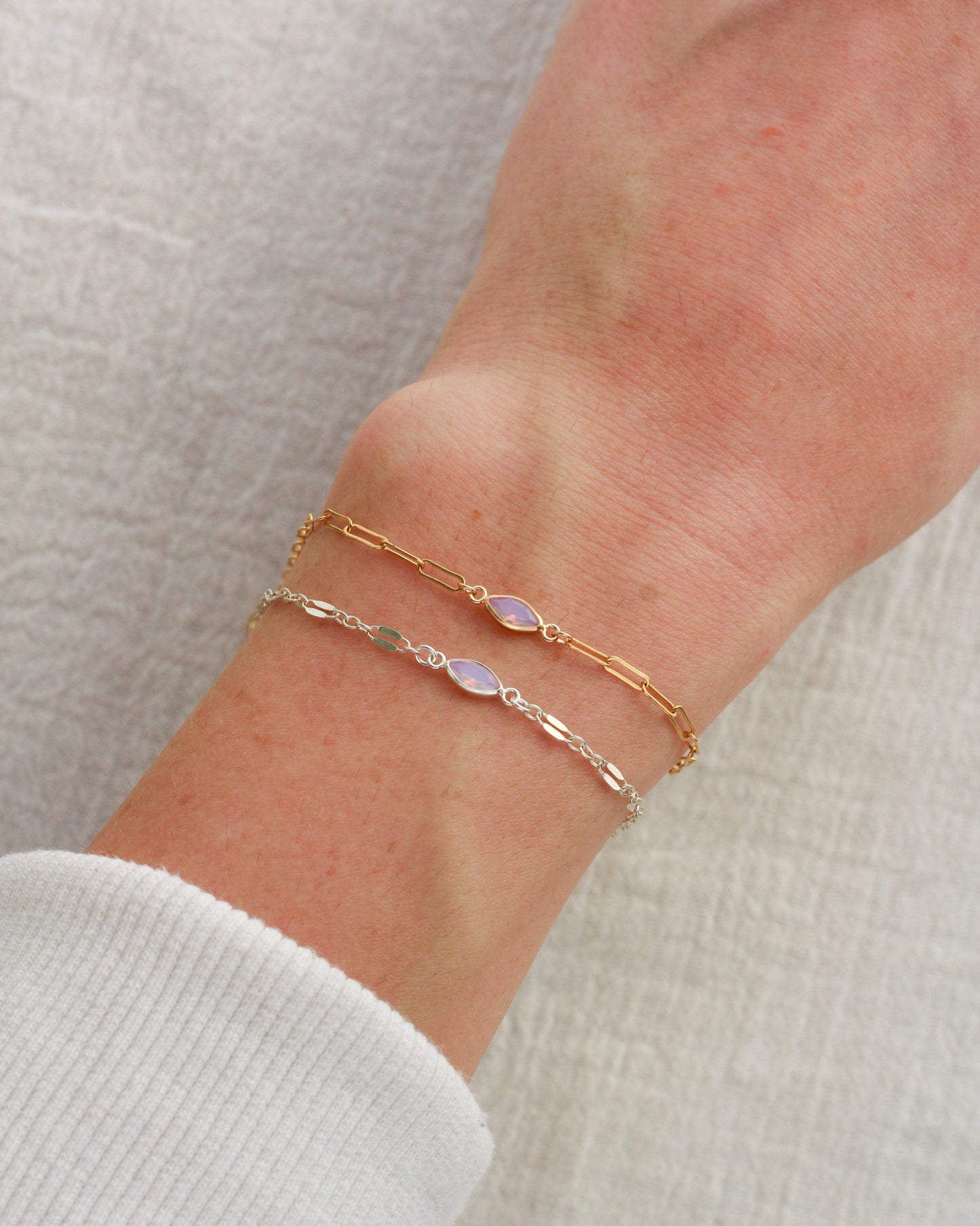 3mm Pink Opal Marquise Connector, CN318