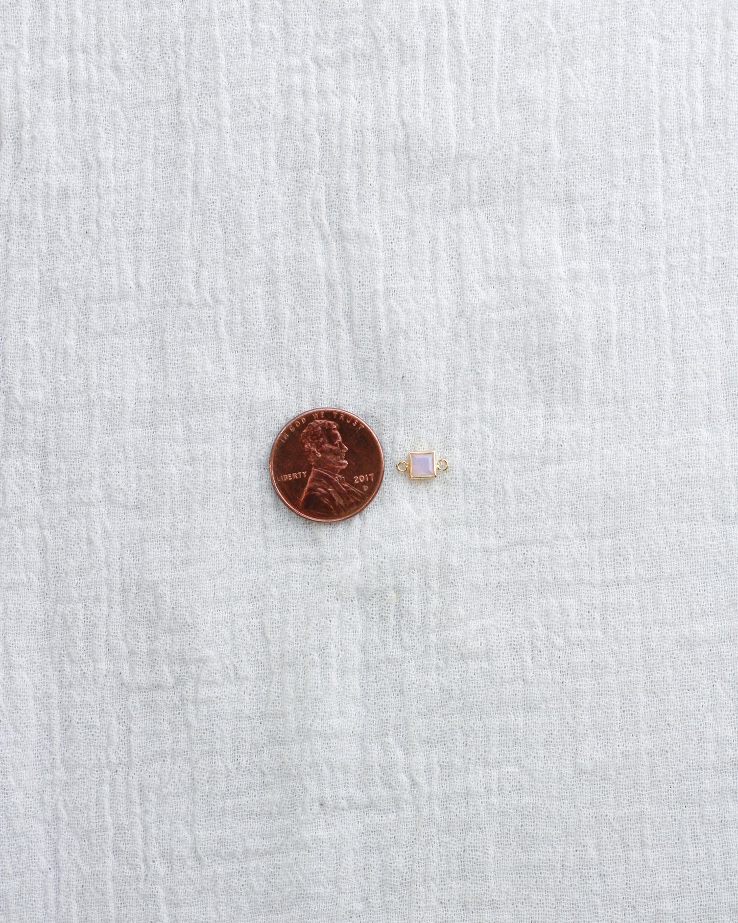 4mm Pink Opal Square Connector, CN322