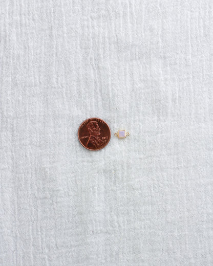 4mm Pink Opal Square Connector, CN322