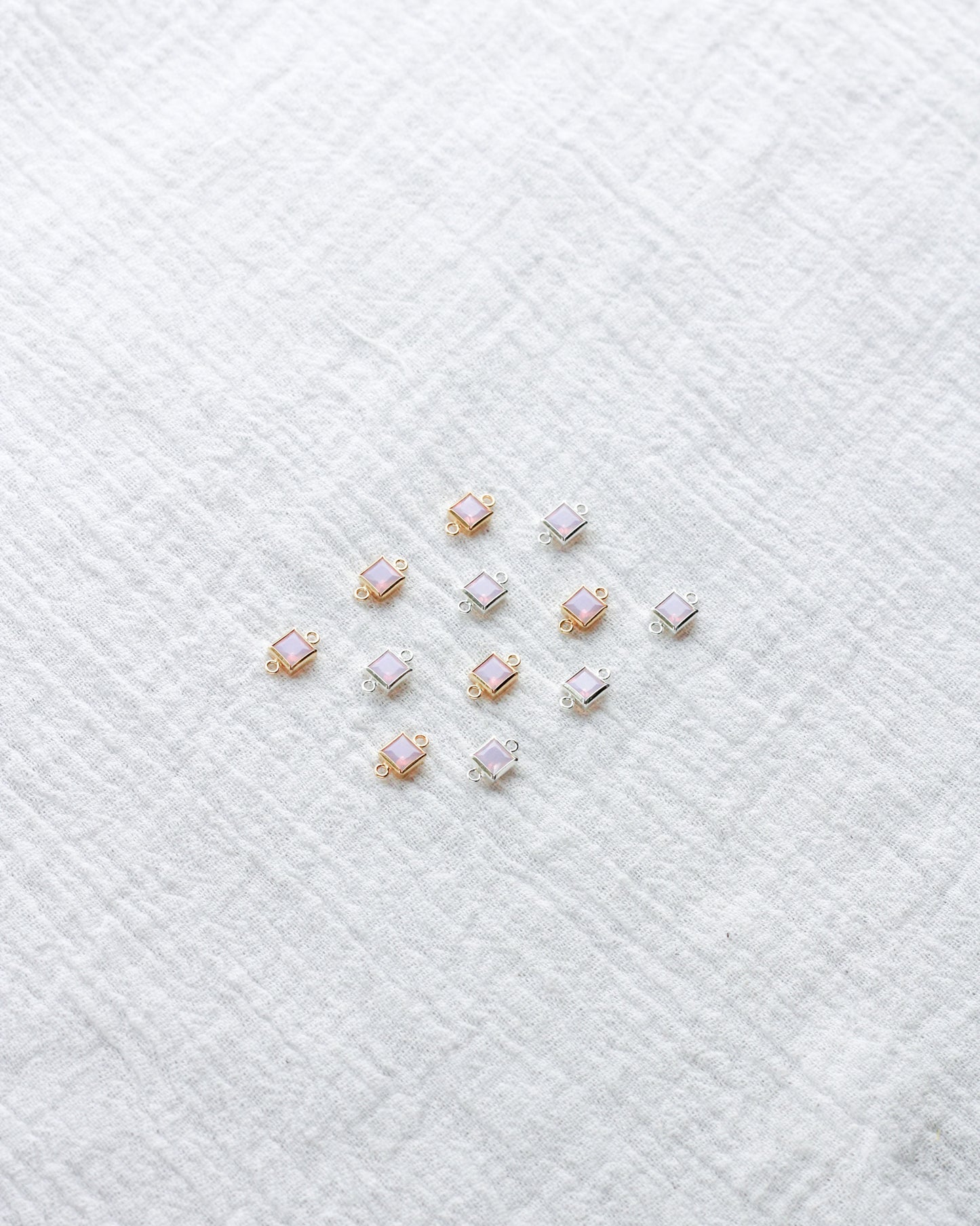 4mm Pink Opal Square Connector, CN322
