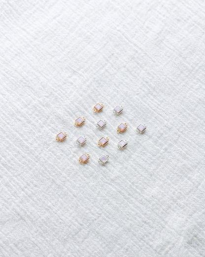 4mm Pink Opal Square Connector, CN322