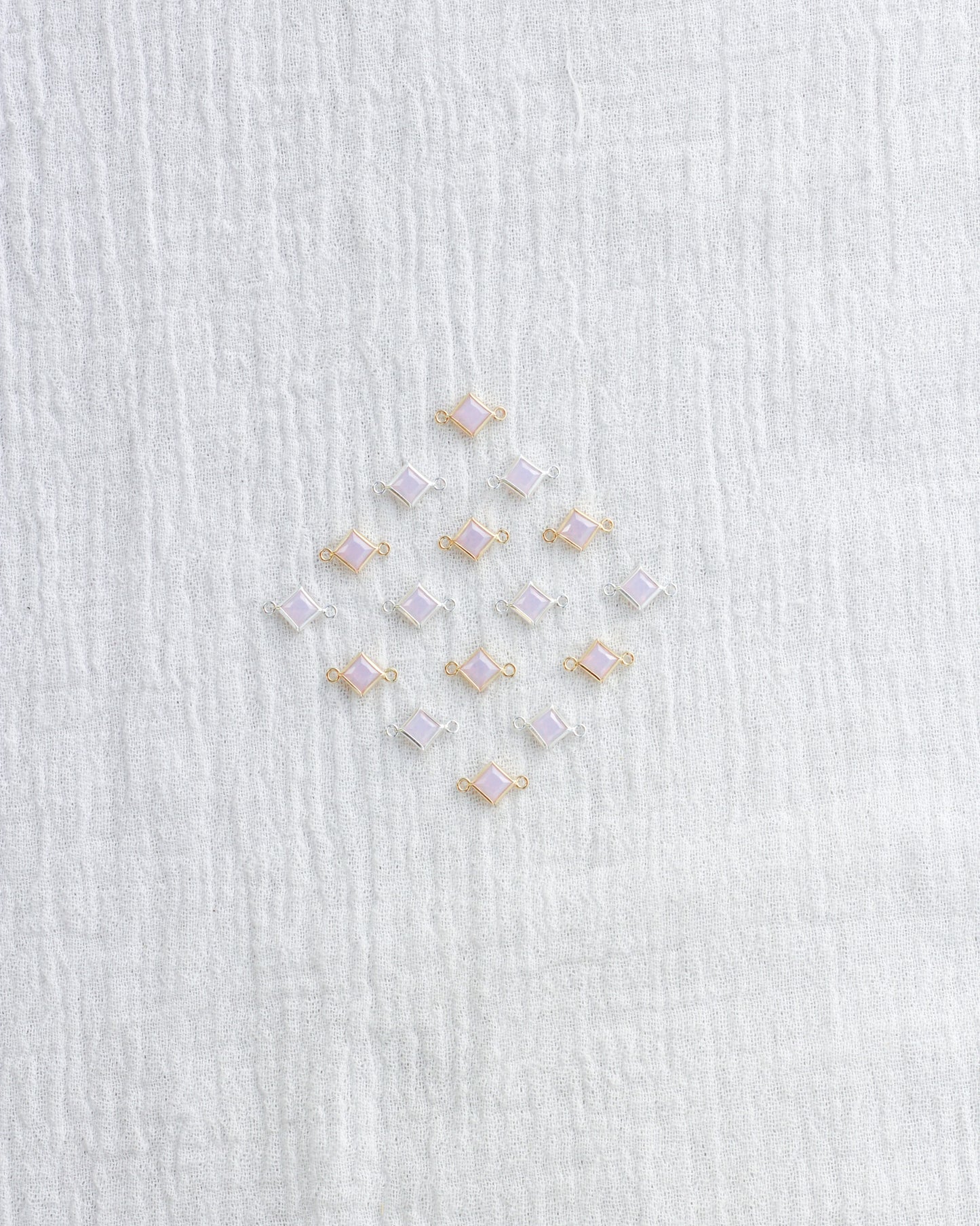 4mm Pink Opal Diamond Shaped Connector, CN326