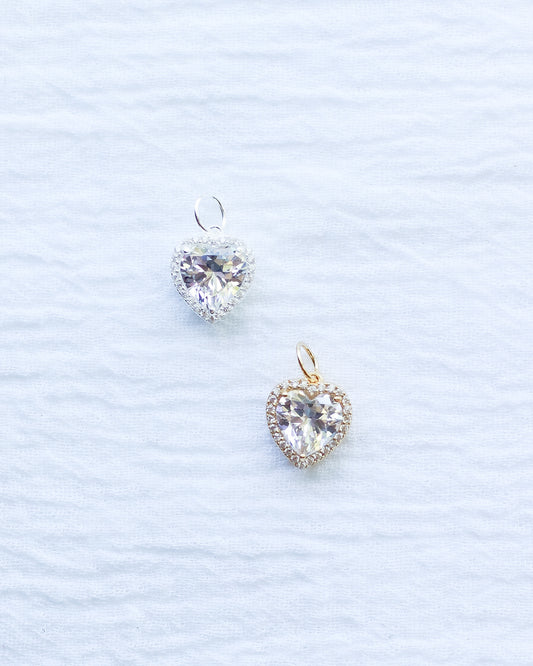 CZ Heart Halo Charm, CH124