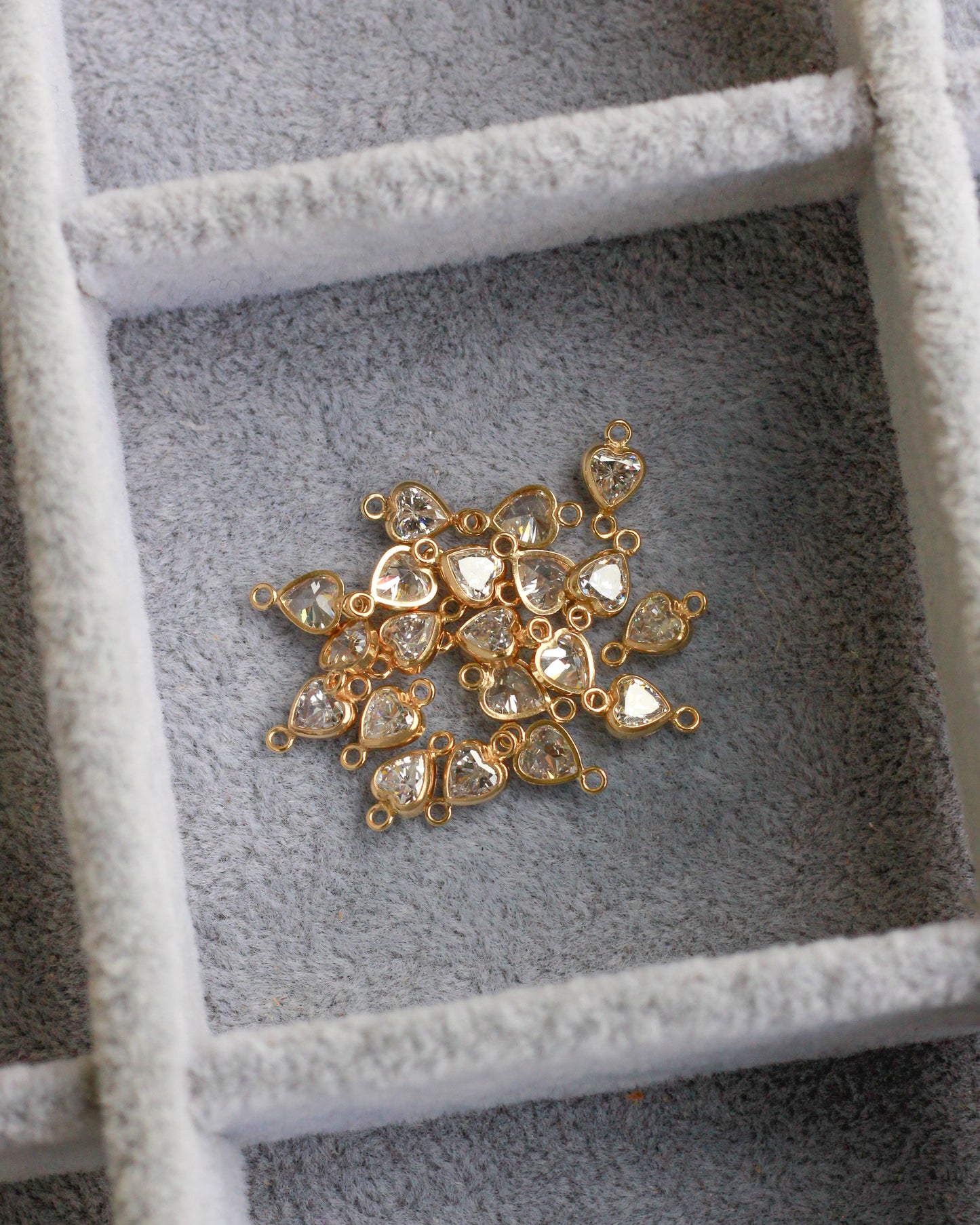 Gold Filled CZ Heart Vertical Connector, CN330