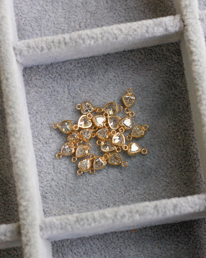 Gold Filled CZ Heart Vertical Connector, CN330