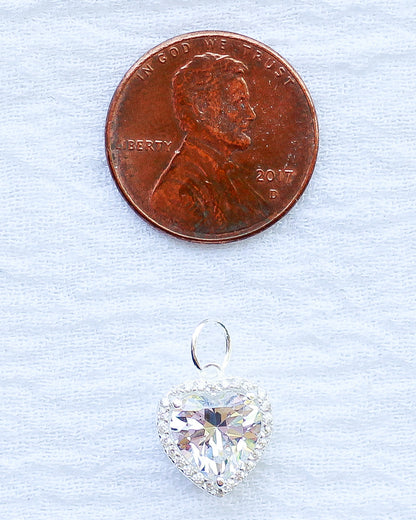 CZ Heart Halo Charm, CH124