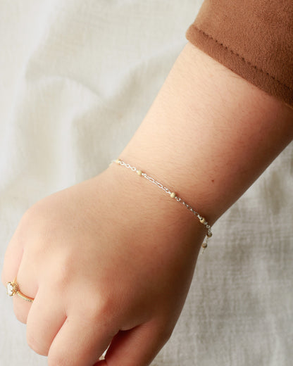 1.7mm Paperclip Chain with Gold Stardust Beads. M236