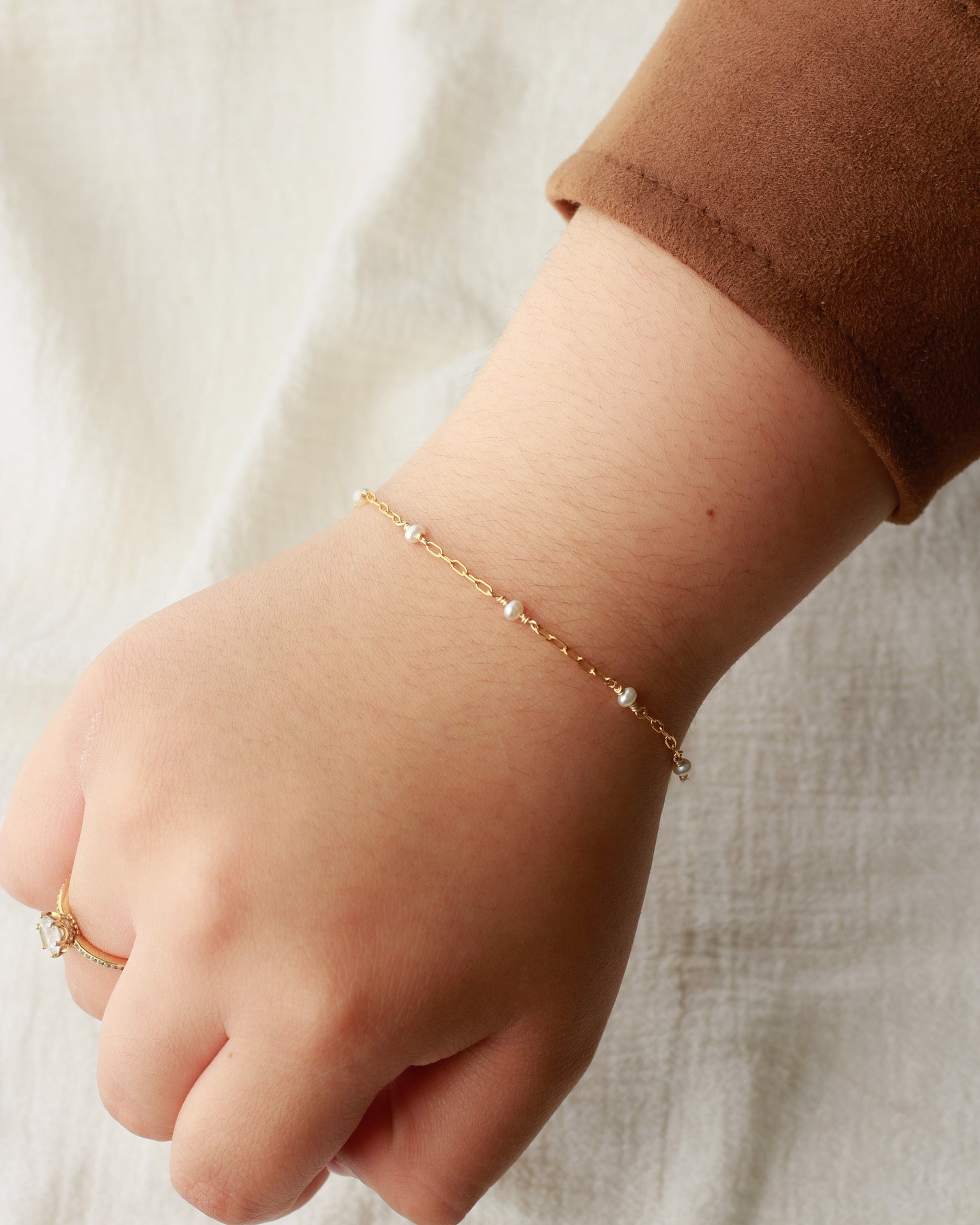 1.75 Paperclip Chain with 3mm Genuine Freshwater Pearl, G222