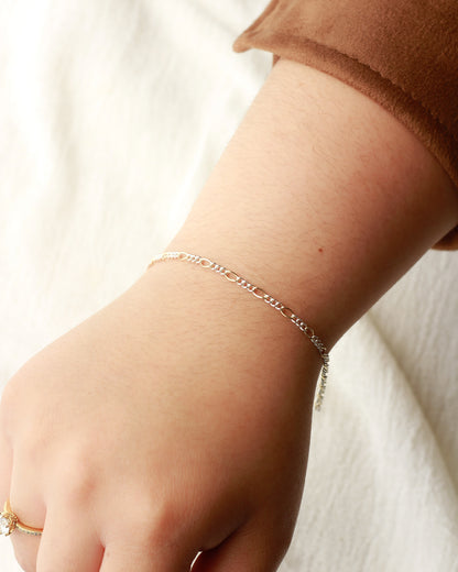 2.6mm Figaro Chain Gold Filled w/ 3 Silver Links, M231