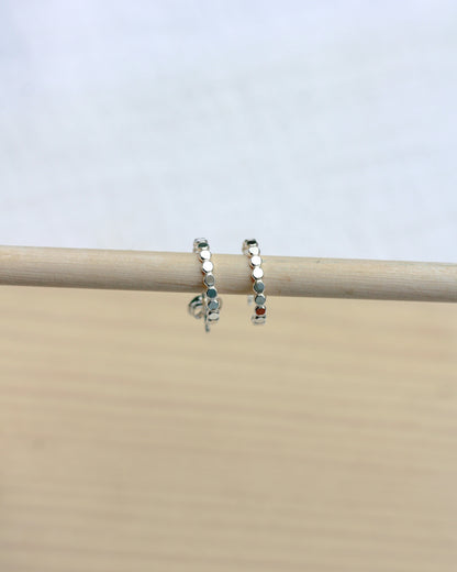 Silver Beaded Hoop Earrings, E45