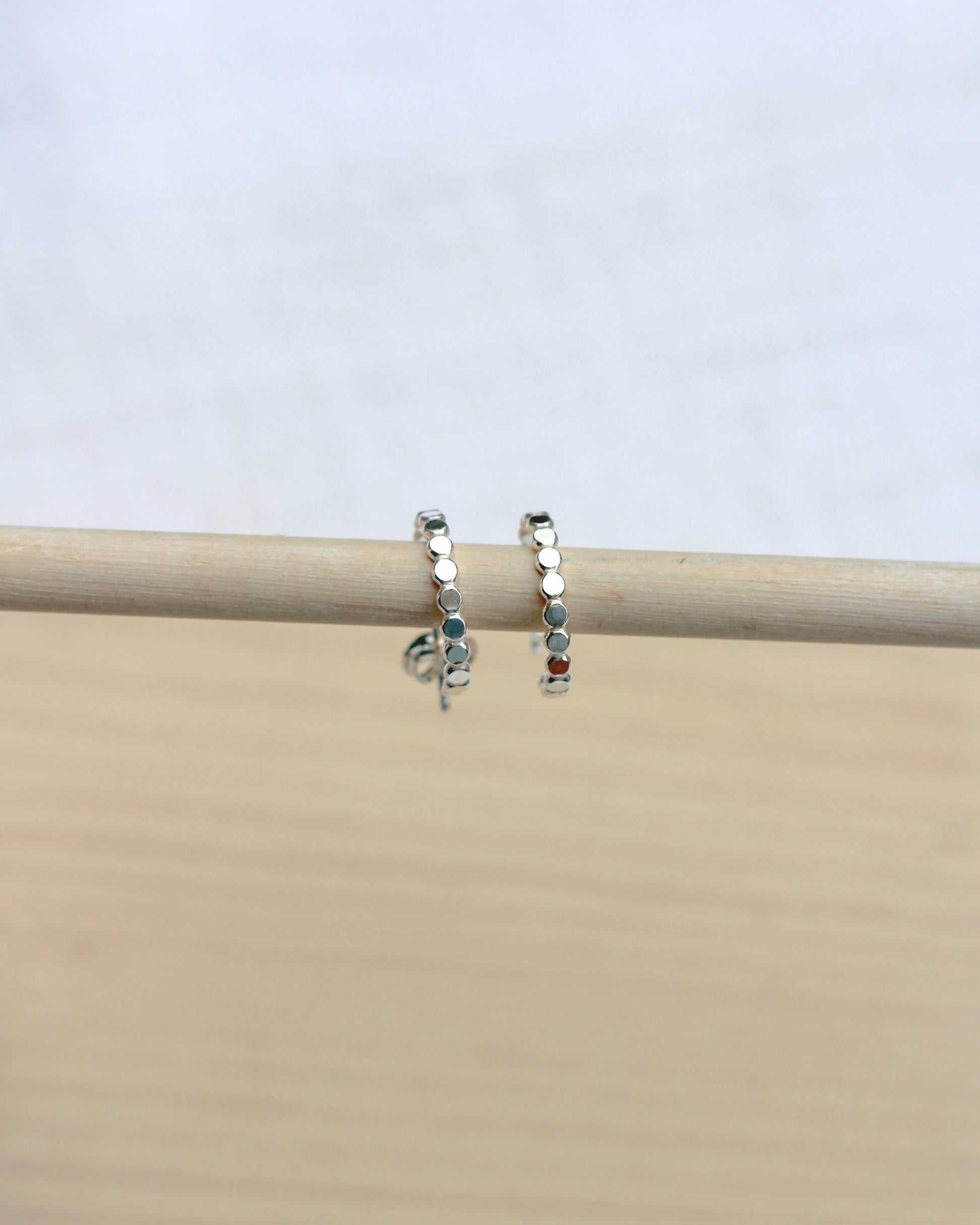 15mm Beaded Hoop Earrings, E10