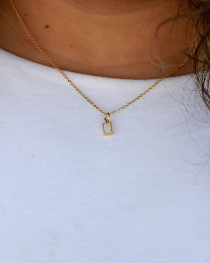 4mm White Opal Rectangle Charm, CH289