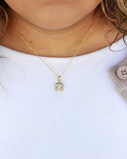 Horseshoe with CZ and Turquoise Charm, CH281