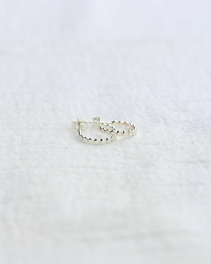Silver Beaded Hoop Earrings, E45