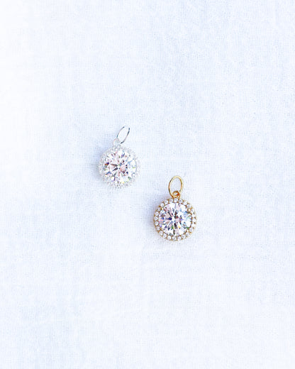 CZ Round Halo Charm, CH126