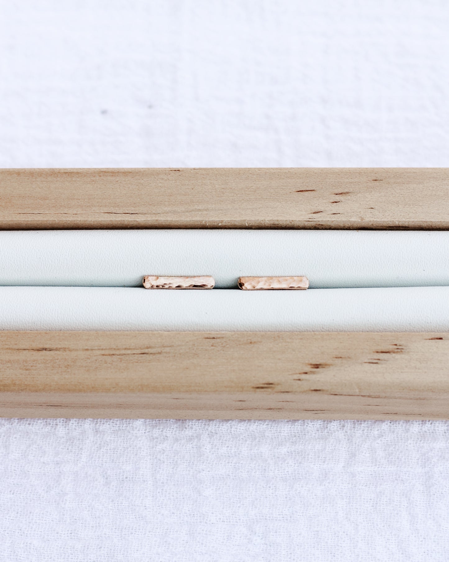 10mm Gold Hammered Bar Stud Earrings, E7
