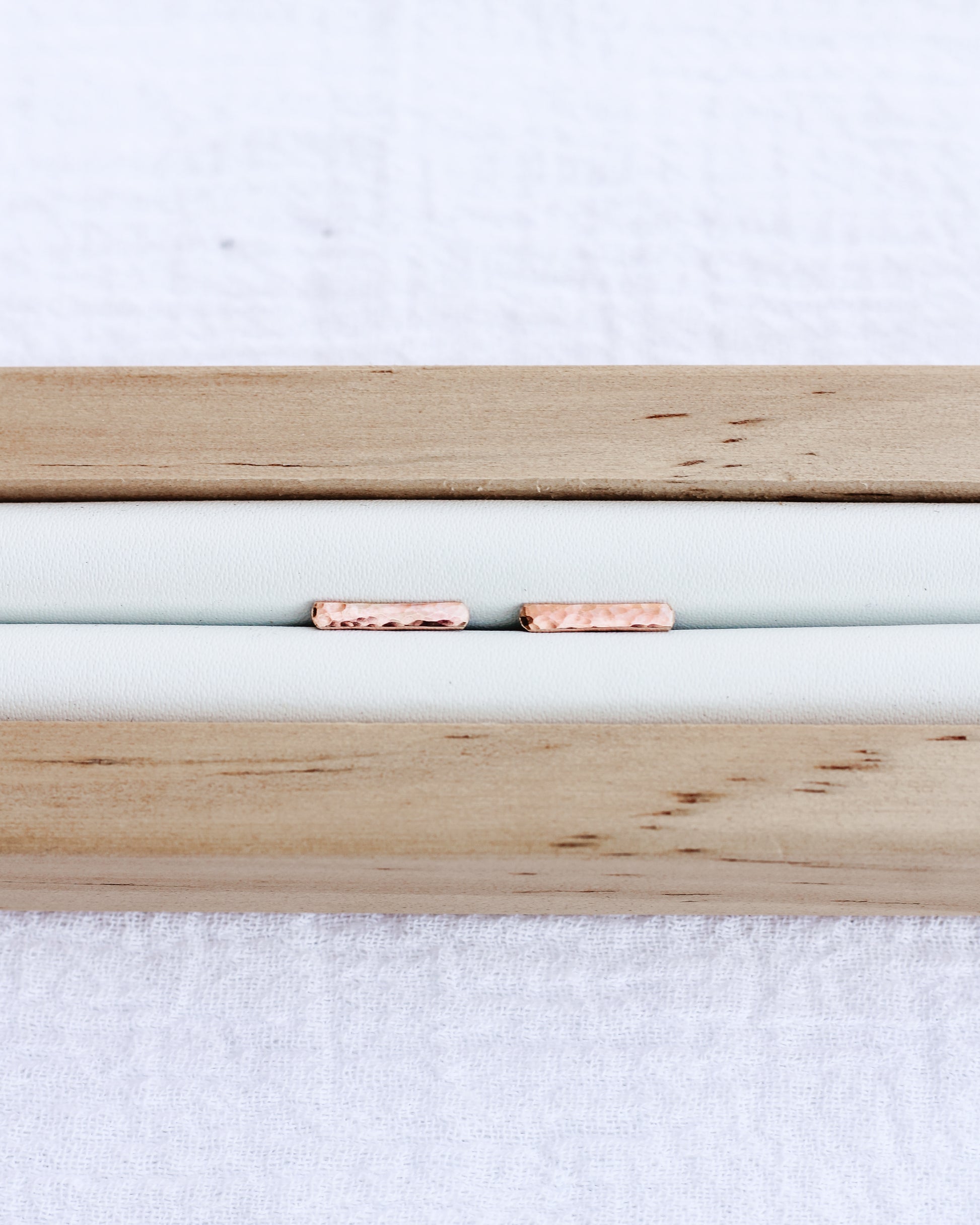 10mm Hammered Bar Stud Earrings, E7