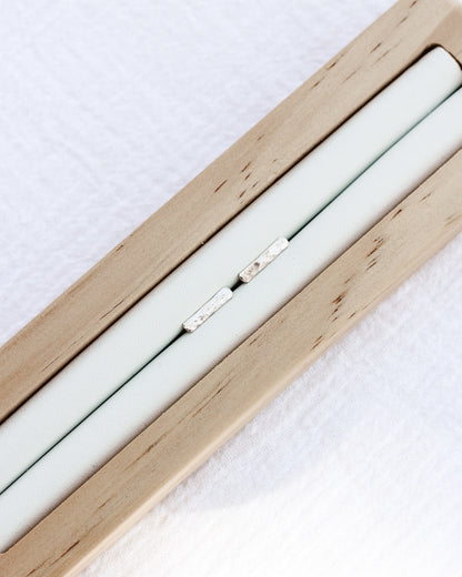 10mm Silver Hammered Bar Stud Earrings, E50